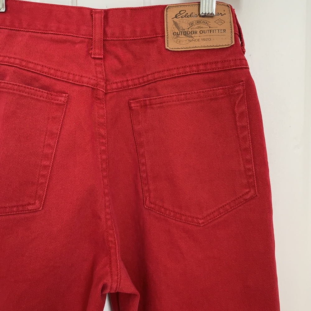 High waisted red Eddie Bauer jeans